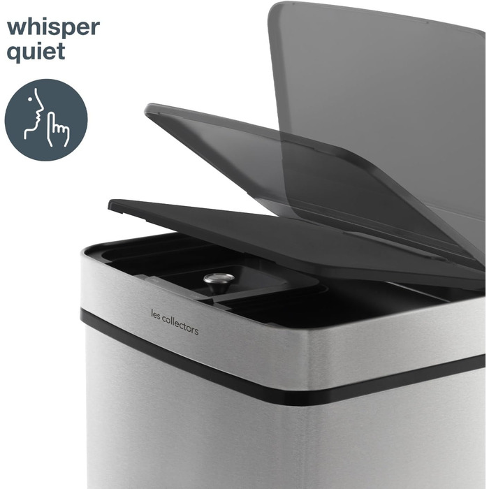 Сенсорний сміттєвий бак Les Collectionneurs №1012, 69л, 3 відсіки (47+11+11л), автоматичне відкривання, інфрачервоний датчик, тихе закривання, дизайн (срібло)
