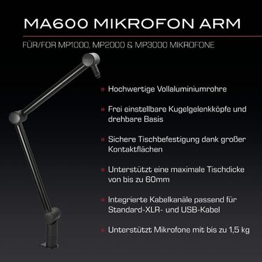 DOCKIN® MP2000: USB мікрофон-конденсатор для ПК, геймінгу, подкастів та стрімінгу. Якісний мікрофон з міцним кріпленням для запису звуку. Преміум якість звуку.