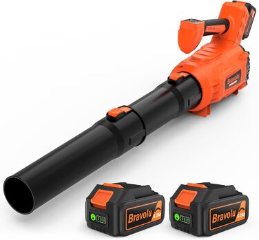 Акумуляторний повітродув Bravolu 21V: потужність 210 км/год, 4.0 Ah, 6 швидкостей (5200mAh x 2), з зарядним пристроєм
