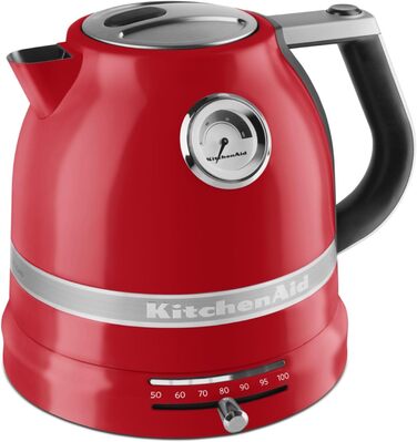 Електричний чайник KitchenAid з регулюванням температури 50-100°C, 1.5L, з фільтром від накипу, нержавіюча сталь (імперський червоний)