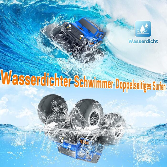 Радіокерований позашляховик Monstertruck 2.4GHz 4WD (до 15+ км/год) з двома акумуляторами, водонепроникний, для дітей від 6 років