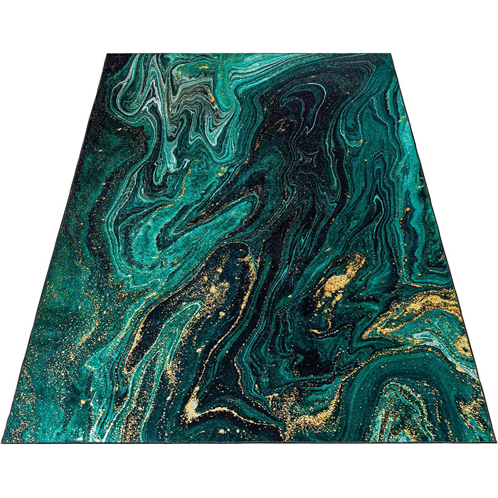 Сучасний Мазовецький килим з коротким ворсом, мармуровий малюнок, 160x230 см, зелений/40560