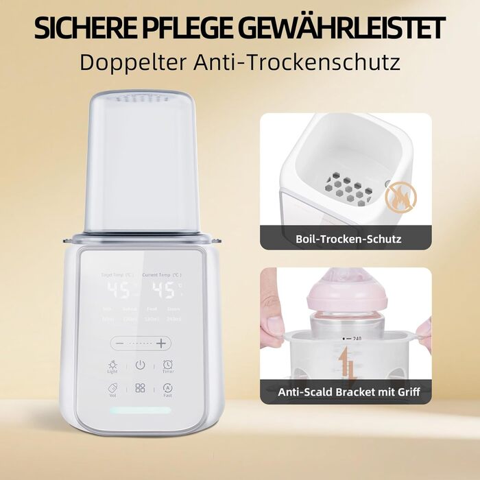 Портативний підігрівач для пляшечок, 500 мл – Швидкий нагрів за 3 хв, 24 год підтримки температури для сумішей та грудного молока (Сніжно-білий)