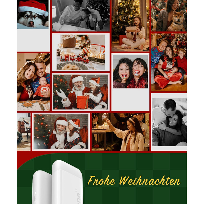 Liene Pearl K100 Міні-фотопринтер для смартфонів, білий. Підтримка Bluetooth 5.0, сумісний з iOS та Android, 5 листів фотопаперу.