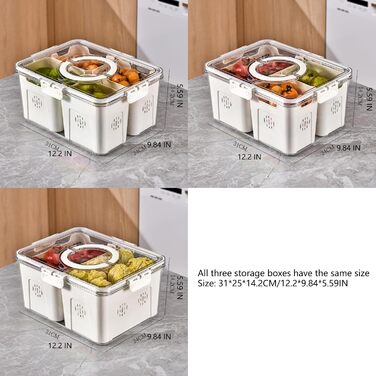 Організатор для холодильника з кришкою (4 відсіки), прозорий, стековий, для зберігання продуктів