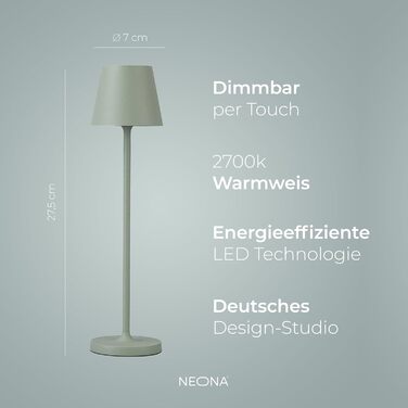 LED настільна лампа Nova Leuchte: бездротова, диммування, 2200mA, IP54, тепле світло 2700K, зарядний пристрій, екологічна