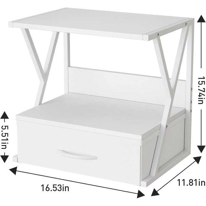Підставка для принтера з ящиком, 2-рівнева, для офісу, дому, школи | Organizer, колір: білий