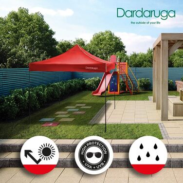 Альтанка DARDARUGA 3x3 м, плоский павільйон, намет для вечірок, садовий намет, шатро, водонепроникний захист від ультрафіолету 50 (червоний)