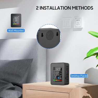 Монітор якості повітря CO2, детектор CO2, LCD дисплей, TVOC, HCHO, температура, вологість
