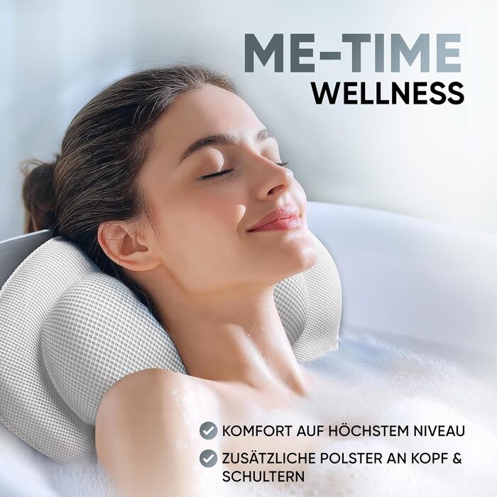 Преміум подушка для ванни XXL рожева | Додаткові подушки для шиї та плечей | Швидковисихаюча, пральна подушка для ванни з 4 великими присосками | Подушка для ванни рожева (XX-Large, Білий)