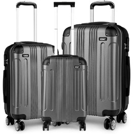 Набір валіз KONO Zwillingsrollen 3шт. (M-L-XL) з ABS-пластику сірого кольору
