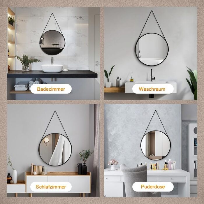 Дзеркало Boromal Spiegel Schwarz 100x60 см прямокутне з металевим каркасом. Чорний настінний дзеркало для ванної кімнати, туалетного приміщення, спальні.