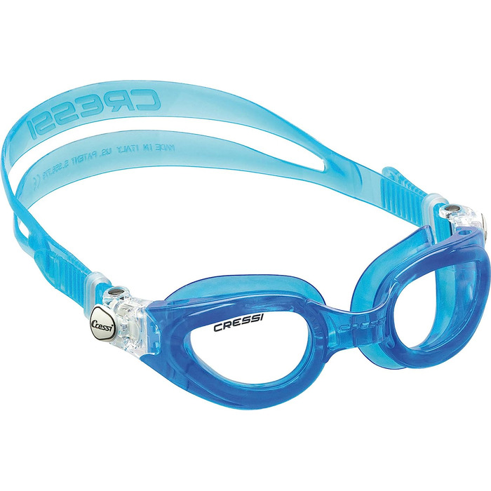 Дитячі плавальні окуляри Cressi Rocks - 7/15 років-зроблено в Італії(синє силіконове скло / прозоре скло)