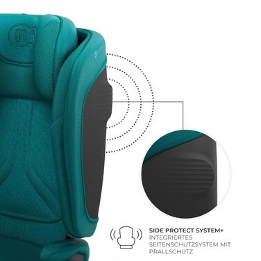 Автокрісло Kinderkraft UNITY 2 i-Size, 100-150 см, 3,5-12 років, регульована підголовник, AIR FLOW, 5 положень спинки, зелений