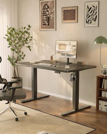 Електричний стіл JUMMICO з регулюванням висоти 120 x 60 см з USB-портом для зарядки, чорний