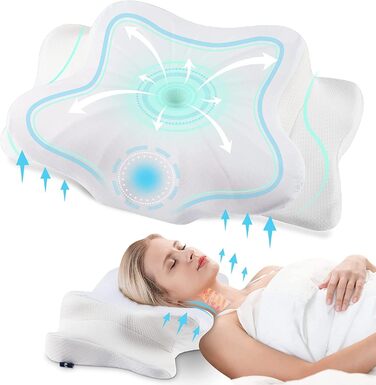 Ергономічна подушка DONAMA Memory Foam для тих, хто спить на боці, спині та животі