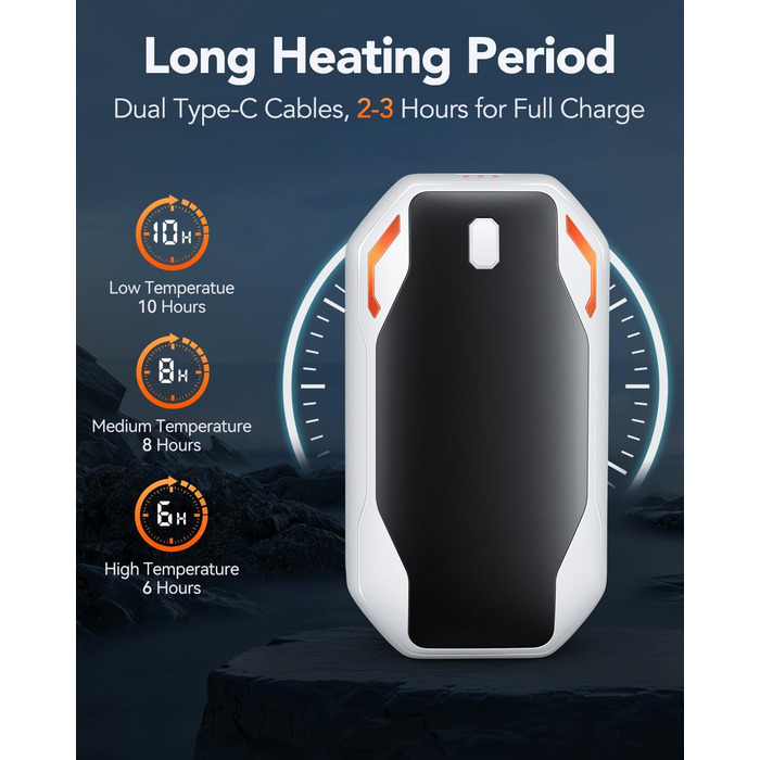 Електричні грілки для рук PHEJIE, 2 шт. - 3 режими нагріву, портативні, для активного відпочинку, кемпінгу, подарунок для жінок та чоловіків (чорний/білий)