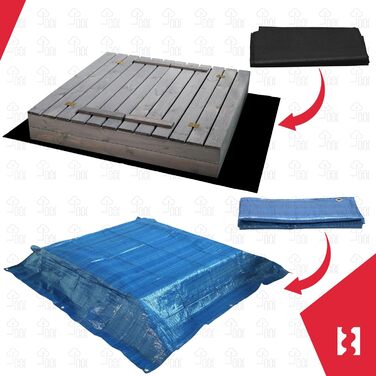 Пісочниця KOTARBAU® з кришкою, 120x120 см, дерево, сіра, з лавками