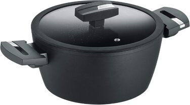 Каструля Berndes Balance Induction Enduro, 20 см, для індукційних плит, з антипригарним покриттям, чавунний дизайн, універсальна, алюміній, чорна
