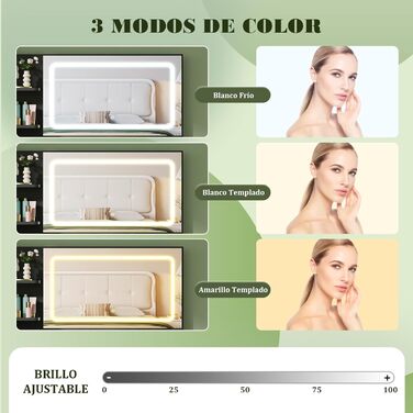 Дзеркальний столик для макіяжу Devoko з LED-підсвічуванням та пуфом, кутовий туалетний столик з розеткою, 5 ящиків, відкриті полиці, тримач для фену, для спальні (Білий) (Чорний)