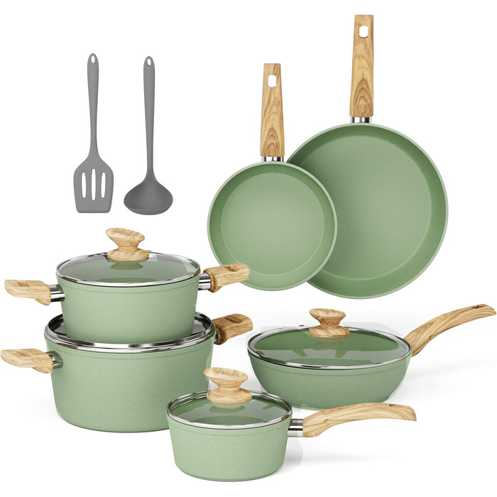 Набір посуду MAISON ARTS 12 предметів: каструлі та сковорідки з антипригарним покриттям, гранітне покриття, для плити та індукції