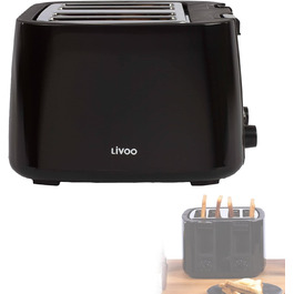 Тостер з 4 слотами Чорний регульований термостат тостера на 4 скибочки (4 слоти, 150 Вт, 7 рівнів, ящик для крихт)