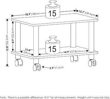 Підставка для комп'ютера Furinno Econ для офісу, з роликами, 2-рівнева, Espresso/Schwarz