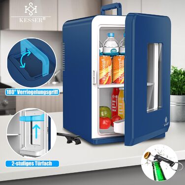 Міні холодильник KESSER® 2в1: 15 літрів, охолодження та підігрів, портативний, AC/DC, для авто, офісу, кемпінгу