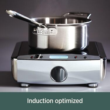 Сковорода All-Clad D5 з 5-шарової нержавіючої сталі, 20.3 см, індукційна, для духовки, до 260°C, посуд, срібна