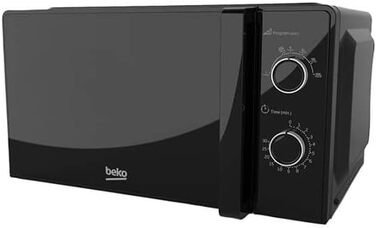 Мікрохвильова піч Beko MOC20100WFB Solo 20 літрів, 700 Вт, таймер 30 хв, 5 рівнів, функції розморожування та розігріву, регулювання за допомогою поворотної ручки, індикатор завершення, поворотний стіл діаметром 24,5 см, (Чорний)