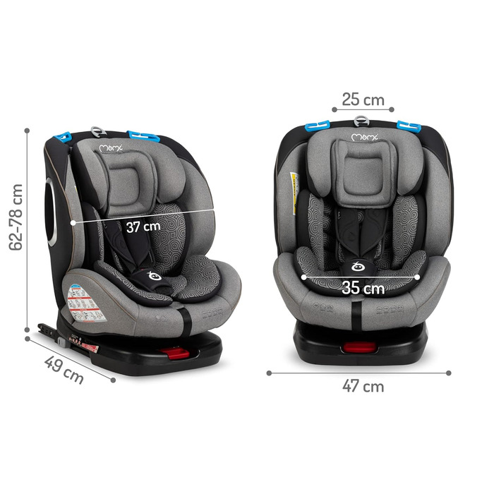 Автокрісло MoMi TORDI 0-12 років (група 0-3, 3-36 кг), поворотне, ISOFIX, Top-Tether, Grey