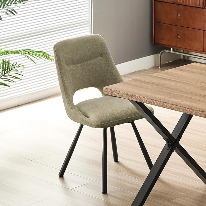 Набір обідніх стільців, 180° обертання, кухонний стілець, стільці для туалетного столика з імітацією бавовни-кашеміру, сучасний м'який стілець для вітальні з металевими ніжками (2 не обертаються, сіро-зелений)