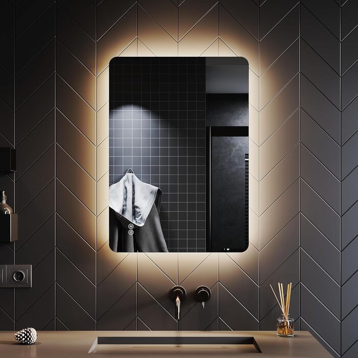 Дзеркало для ванної кімнати SONNI з підсвічуванням 80x60 см, IP44, холодне біле світло