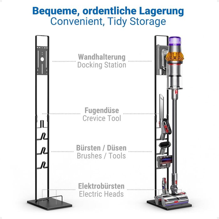 Кріплення пилососа ecooe Freestand для Dyson V-Series (покращена стандартна версія, чорний)