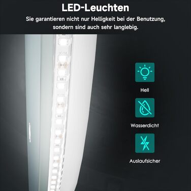 Дзеркало для ванної кімнати SONNI LED з підсвічуванням 80x60 см, біле