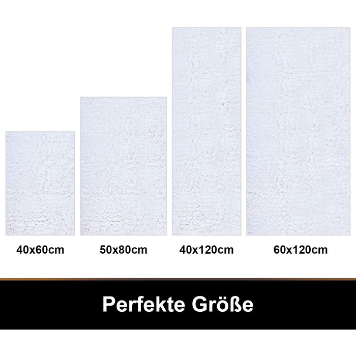 Килимок для ванної кімнати Homaxy з мікрофібри, 60 x 120 см, антиковзаюча поверхня, вбираючий, високий ворс, білий