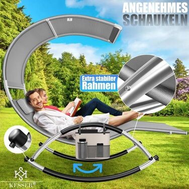 Кесер® Подвійна шезлонг для відпочинку з сонцезахисним дахом, подушкою для голови та кишенею для 2 осіб, садова шезлонг, 240 кг, сірий