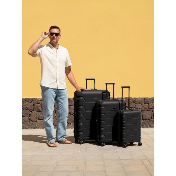 Набір валіз Smartbox Hartschalen 3 шт. | Розширюваний, з TSA-замком, з поліпропілену | Чорний | Для жінок та чоловіків (Edition 01)