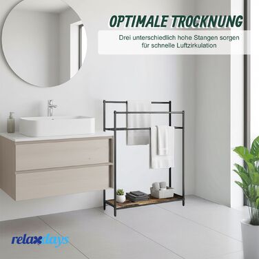 Підставка для рушників індустріального стилю з полицею Relaxdays