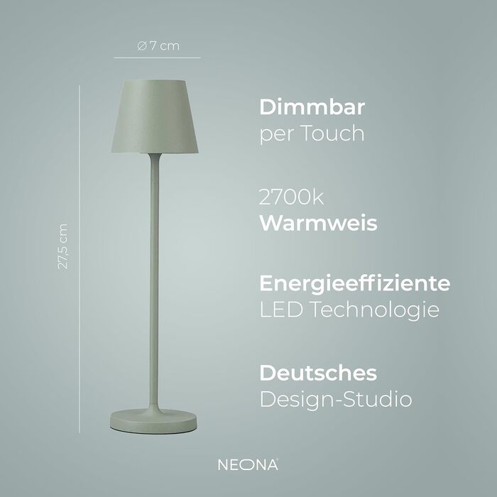 LED настільна лампа Nova Leuchte: бездротова, диммування, 2200mA, IP54, тепле світло 2700K, зарядний пристрій, екологічна
