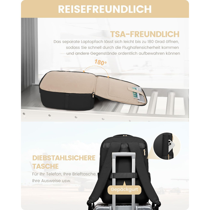 Чорний жіночий рюкзак LOVEVOOK 40L для подорожей з відділенням для ноутбука 17