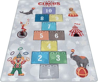 Дитячий килимок Carpetsale24 миється ігровий килимок, цирк з надувною коробкою, килим для хлопчиків і дівчаток, прямокутної форми, для дитячої, дитячої або ігрової кімнат, Розмір 80 х 120 см