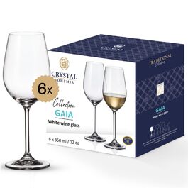 Набір келихів для білого вина Crystal Bohemia, 6 шт, 350 мл, стійкі до миття в посудомийній машині, довговічні та стійкі до подряпин. Елегантні келихи з кришталевого скла - ідеальний подарунок для поціновувачів вина.