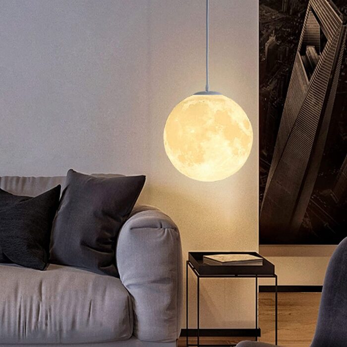 Підвісні стельові світильники з 3D принтом Місяця-креативний стельовий світильник для всесвіту, планети, Місяця, нічника, стельової лампи, стельової лампи, Місяця для ресторану / бару / вітальні / дитячої / спальні, 30 см