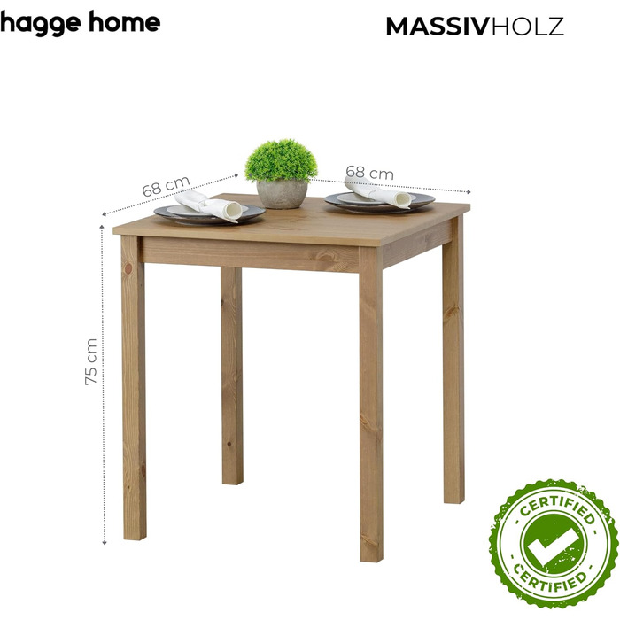 Стол Skandinavisch Holz від Hagge Home: 68x68 см, колір коричнева дуб, для кухні, їдальні, офісу, дитячої кімнати