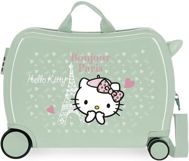 Дитяча валіза Hello Kitty Paris Green 50 x 39 x 20 см Жорсткий бічний кодовий замок з ABS 34 л 1,8 кг 4 рулони ручної поклажі