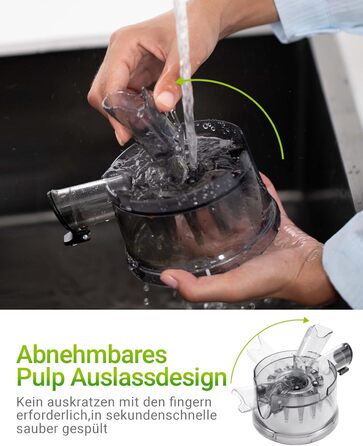 TUUMIIST Шнековий соковитискач XXL, 150 мм, 3 л, для сім'ї, 99% вижимка, BPA-free, REV Anti-Blockier System, чорний