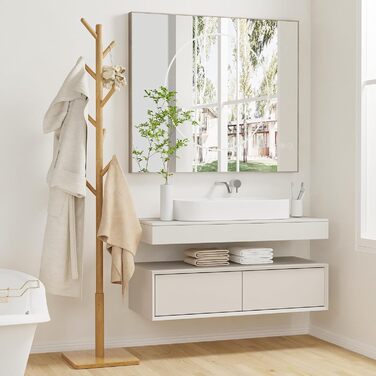 Дерев'яний вішак для одягу з 8 гачками, 30x30x180 см, регульована висота, для прихожої/вітальні