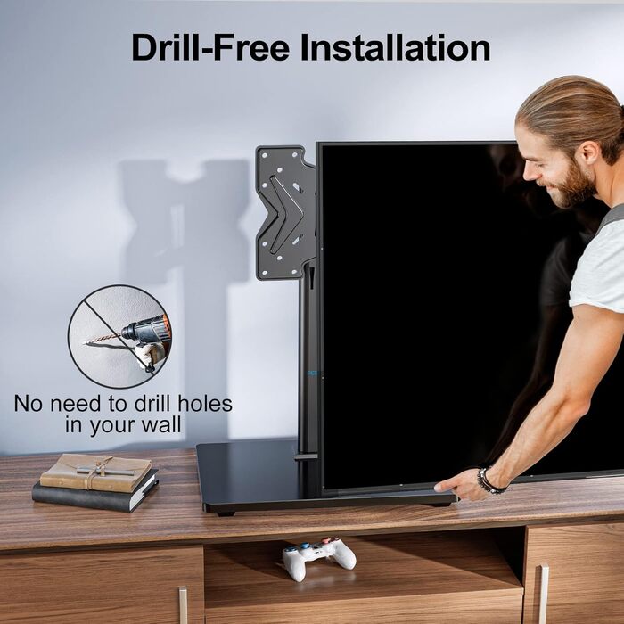 Настінний кріплення для телевізора PERLESMITH - поворотний, для 19-43 дюймів LCD/LED/PC моніторів, регульована висота, скло, VESA 200x200 мм