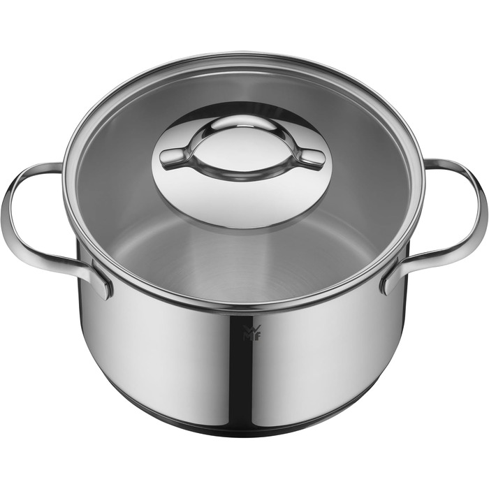 Набір каструль WMF Aparto з нержавіючої сталі Cromargan з кришкою з термостійкого скла, індукційне дно, не має покриття, придатний для миття в посудомийній машині (16 см)